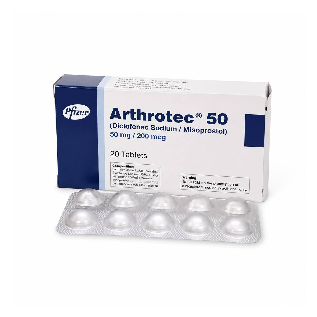 Артротек (Arthrotec) — диклофенак 50 мг + мизопростол 200 мкг, таблетки, 40 таблеток