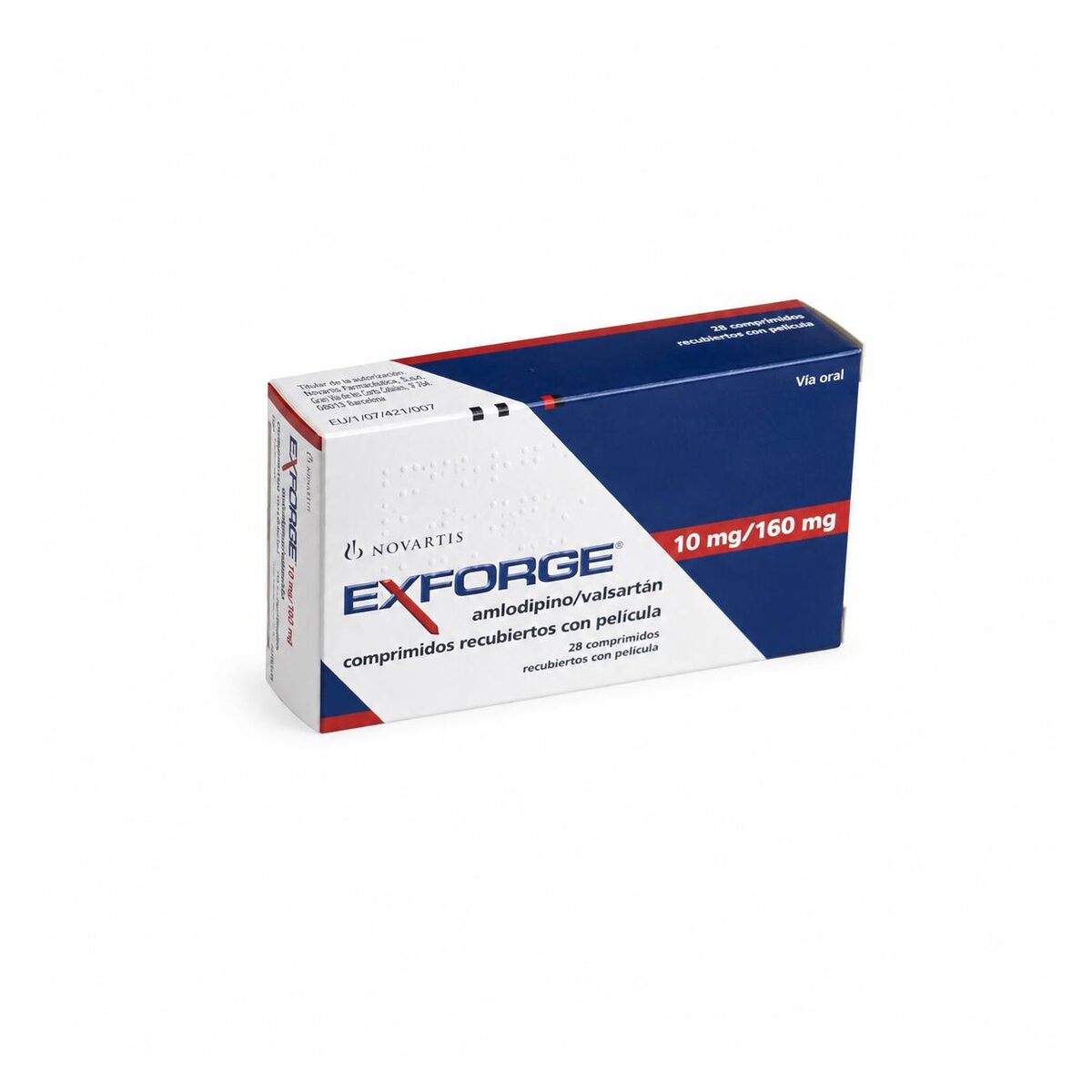 Эксфорж (Exforge) — амлодипин + валсартан 10 мг + 160 мг, таблетки, 28 таблеток